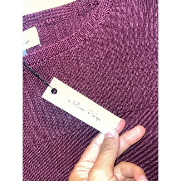 NWT Melissa Paige Purple Ribbed Knit Long Sleeve Pullover Sweater Women's Size P - Picture 4 of 9